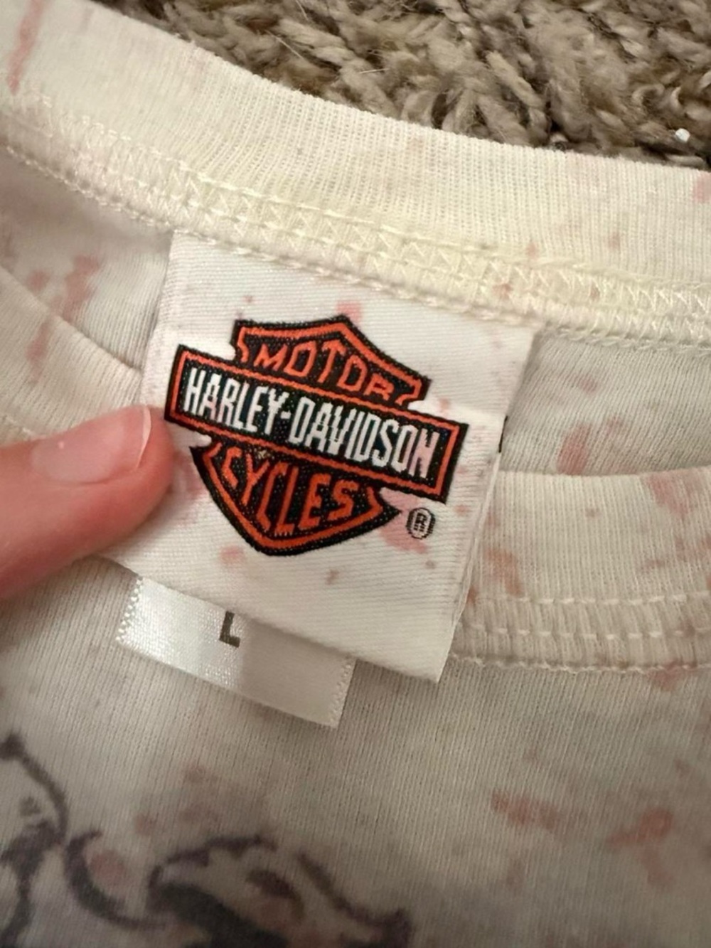 Vintage Harley-Davidson Women's Cream Graphic Floral Tee - Picture 3 of 6